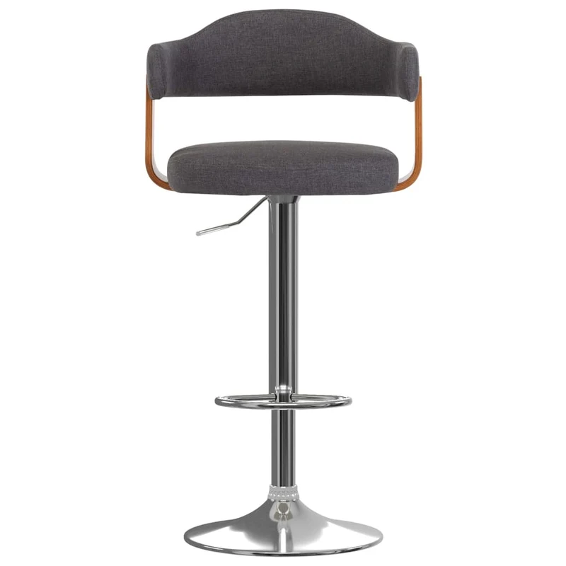 Lot de 2 tabourets de bar chaises hautes rétro en bois courbé et tissu gris DEC029703