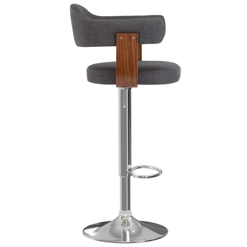 Lot de 2 tabourets de bar chaises hautes rétro en bois courbé et tissu gris DEC029703
