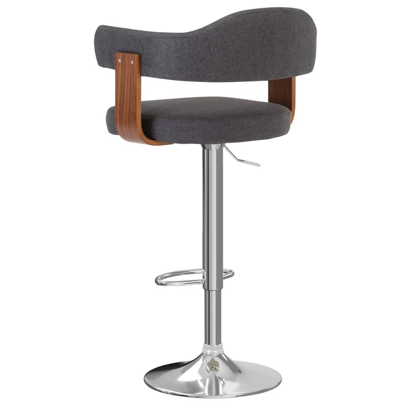 Lot de 2 tabourets de bar chaises hautes rétro en bois courbé et tissu gris DEC029703