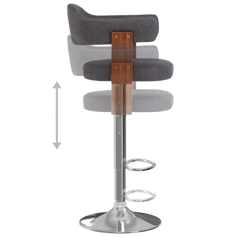 Lot de 2 tabourets de bar chaises hautes rétro en bois courbé et tissu gris DEC029703