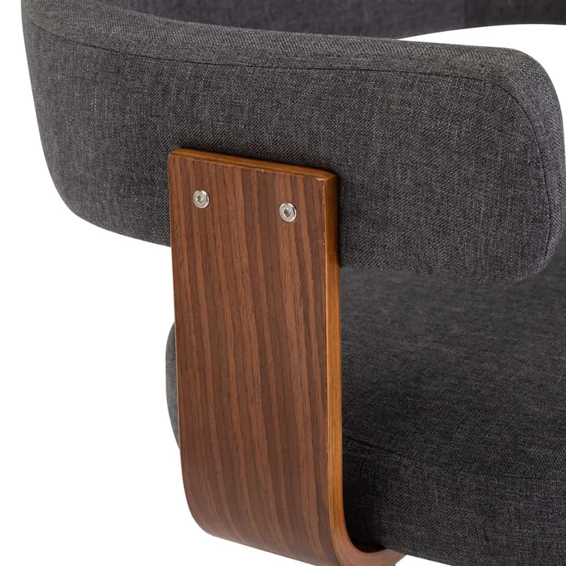 Lot de 2 tabourets de bar chaises hautes rétro en bois courbé et tissu gris DEC029703
