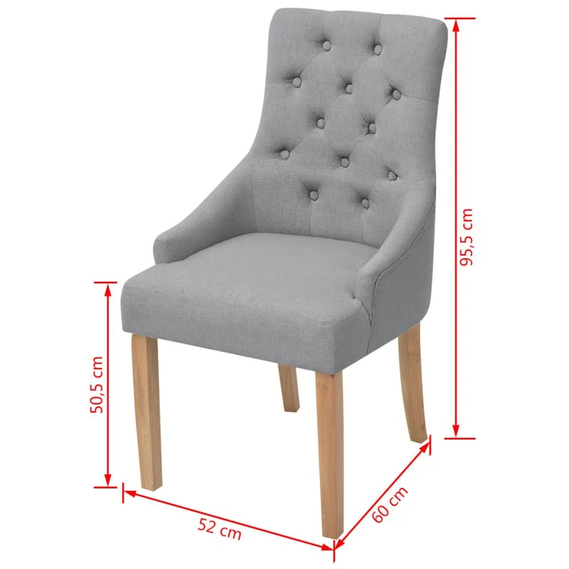 Lot de 6 chaises de salle à manger cuisine capitonné design classique en tissu gris clair CDS022405