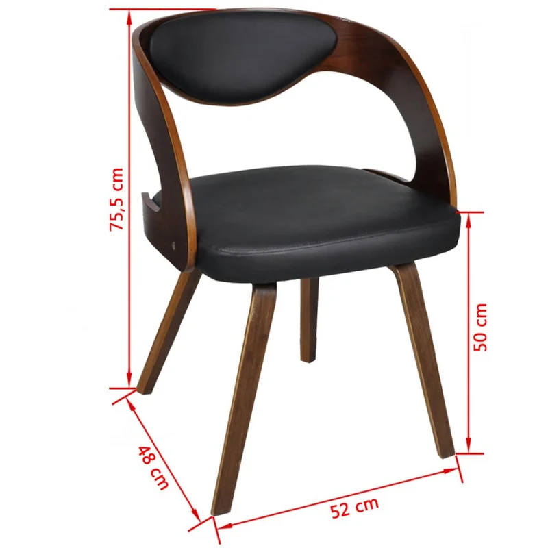 Lot de 4 chaises de salle à manger cuisine design intemporel bois courbé et synthétique marron CDS021669