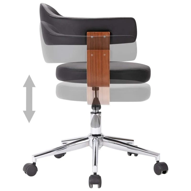 Lot de 2 chaises de salle à manger cuisine design contemporain bois courbé et synthétique noir CDS021172