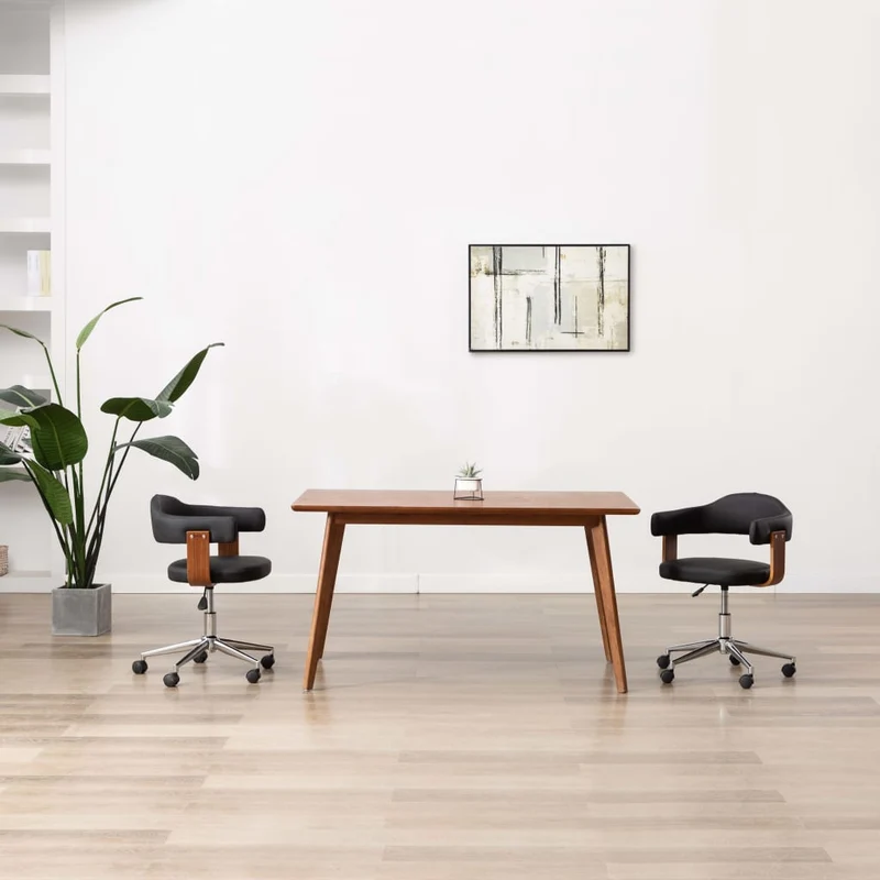 Lot de 2 chaises de salle à manger cuisine design contemporain bois courbé et synthétique noir CDS021172