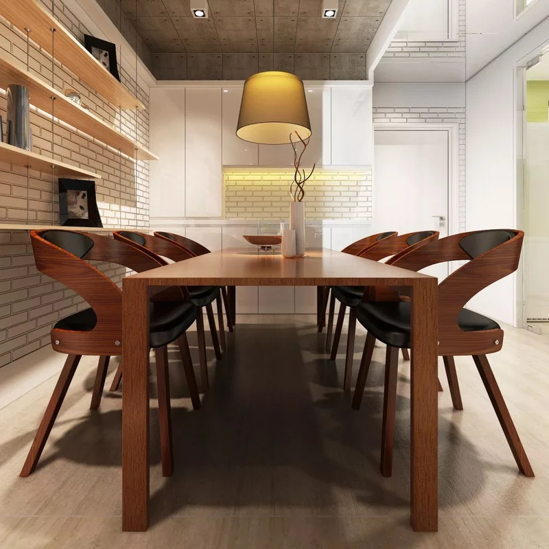 Lot de 6 chaises de salle à manger cuisine design intemporel synthétique marron CDS022590