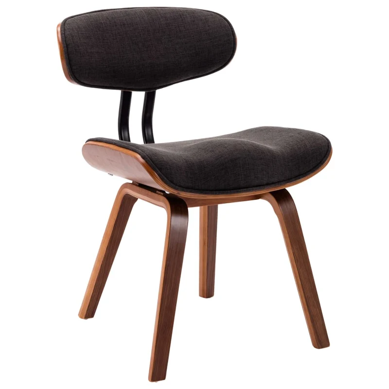 Lot de 2 chaises de salle à manger cuisine design rétro bois courbé et tissu gris CDS020465