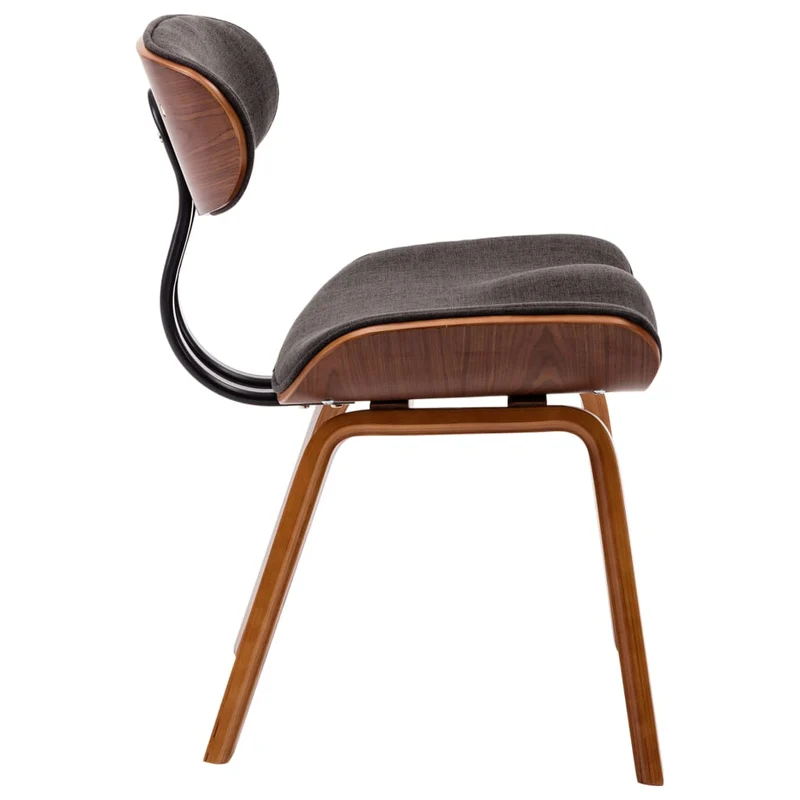Lot de 2 chaises de salle à manger cuisine design rétro bois courbé et tissu gris CDS020465