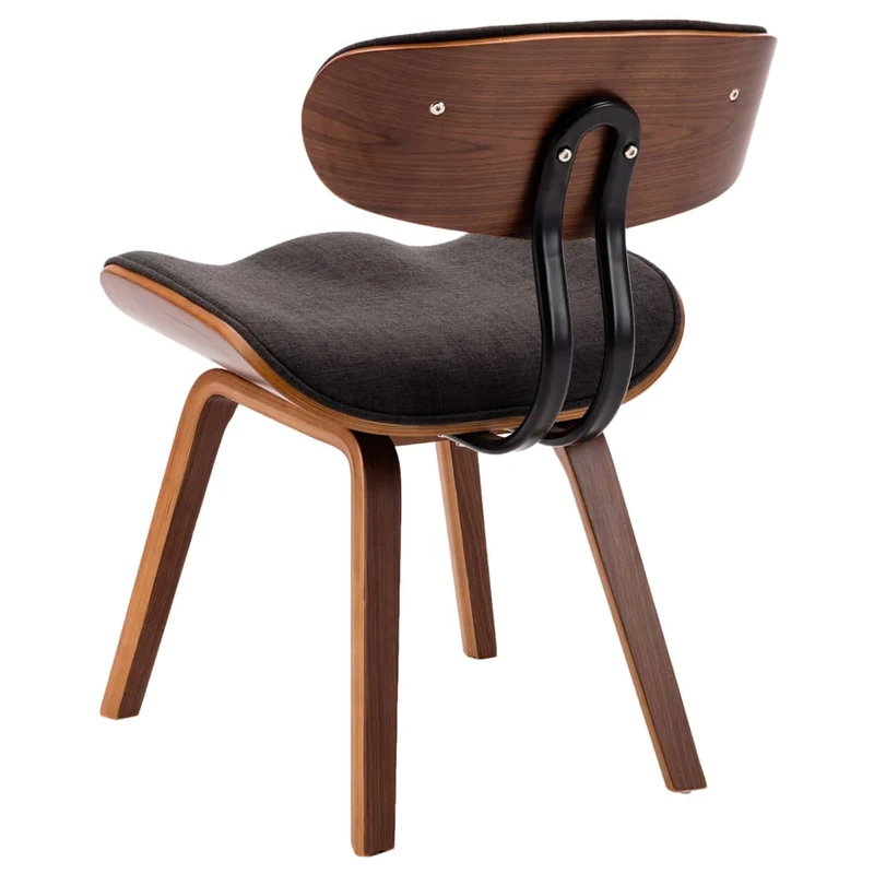 Lot de 2 chaises de salle à manger cuisine design rétro bois courbé et tissu gris CDS020465