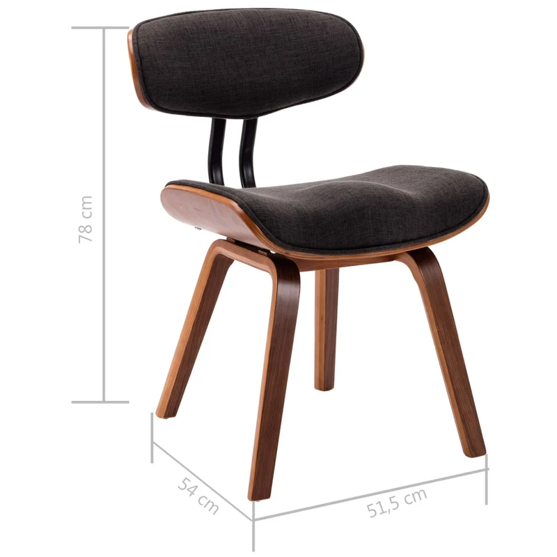Lot de 2 chaises de salle à manger cuisine design rétro bois courbé et tissu gris CDS020465