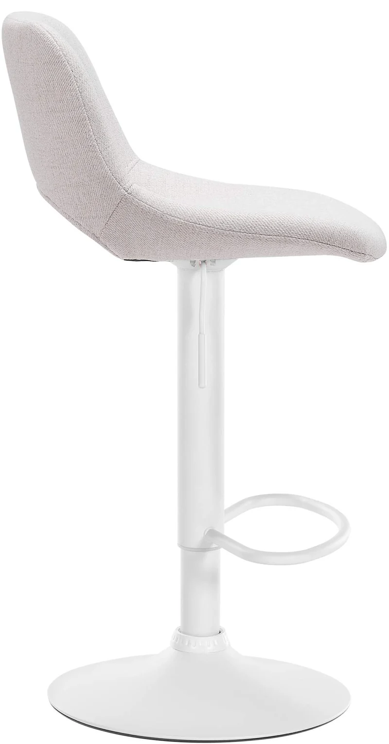 Tabouret de bar chaise haute x1 avec repose-pieds en tissu crème piètement métallique blanc 10_0004617