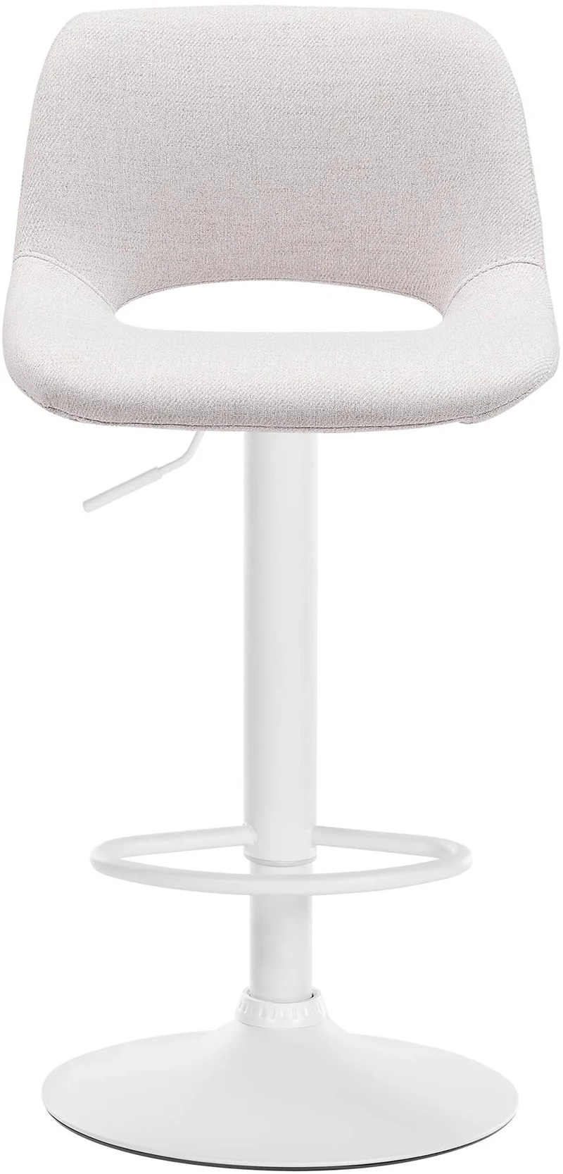 Tabouret de bar chaise haute x1 avec repose-pieds en tissu crème piètement métallique blanc 10_0004617