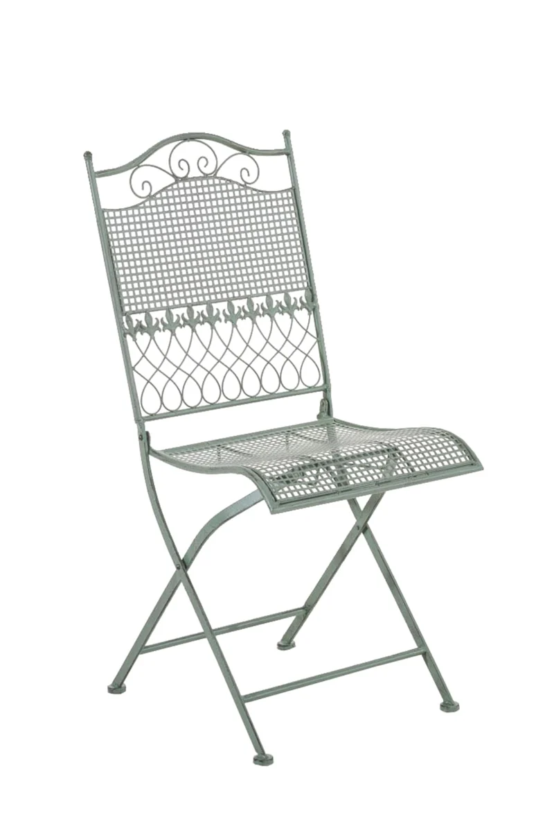 Lot de 2 chaises de jardin pliable balcon terrasse design rustique en métal vert vieilli 10_0002840