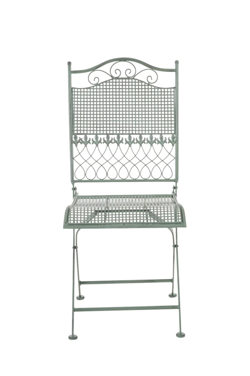 Lot de 2 chaises de jardin pliable balcon terrasse design rustique en métal vert vieilli 10_0002840