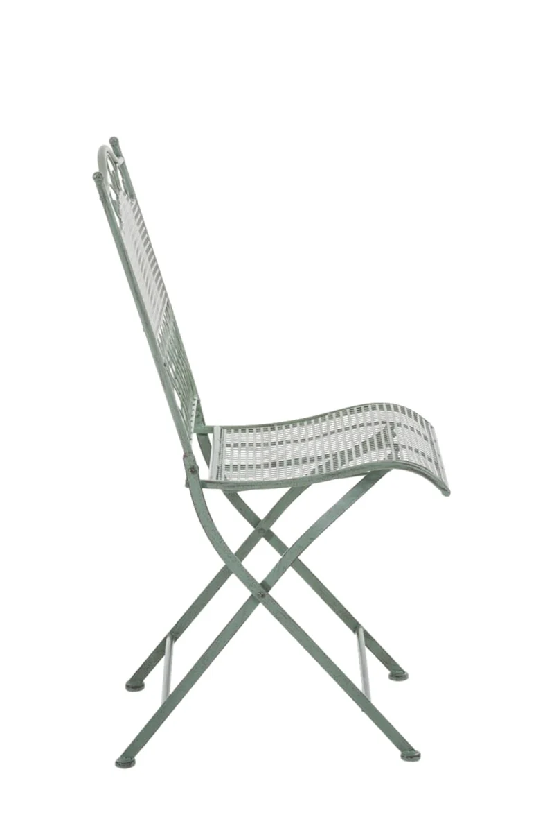 Lot de 2 chaises de jardin pliable balcon terrasse design rustique en métal vert vieilli 10_0002840