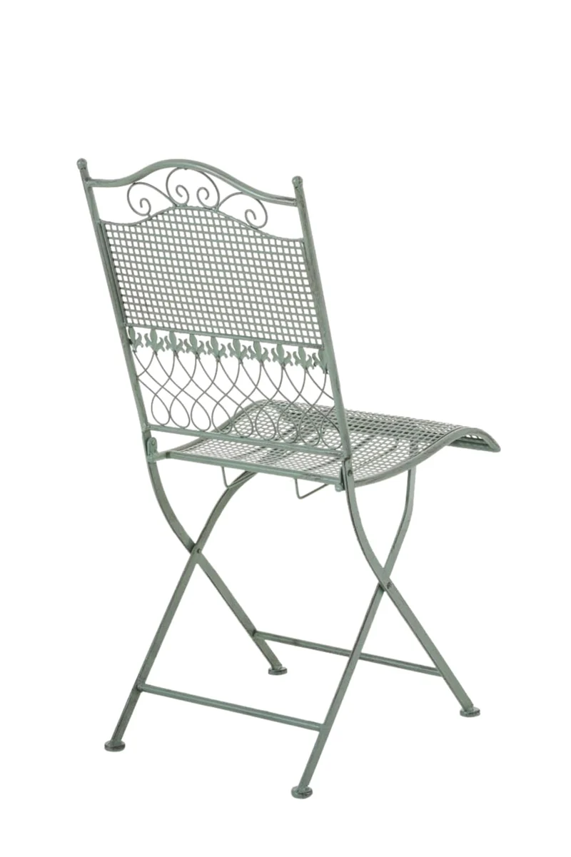 Lot de 2 chaises de jardin pliable balcon terrasse design rustique en métal vert vieilli 10_0002840