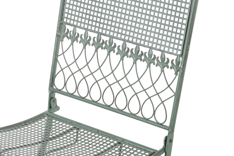 Lot de 2 chaises de jardin pliable balcon terrasse design rustique en métal vert vieilli 10_0002840