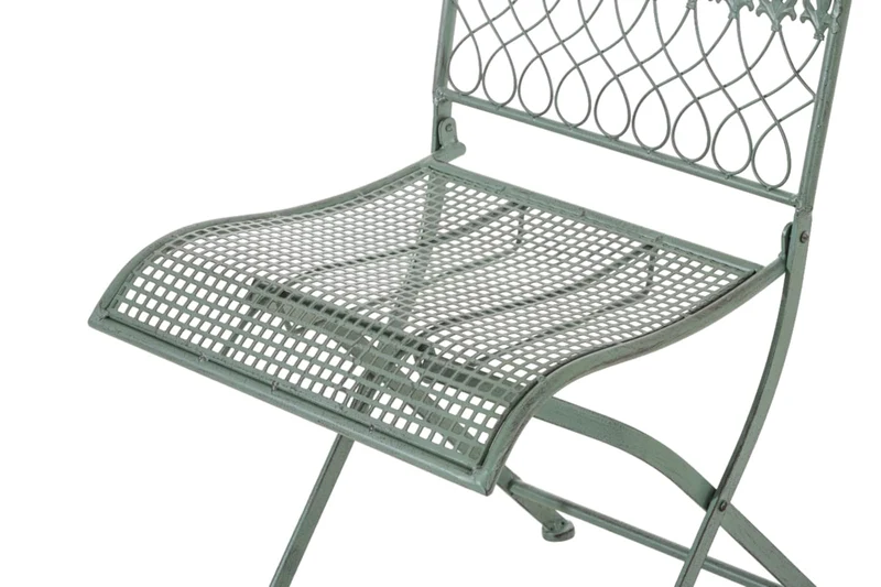 Lot de 2 chaises de jardin pliable balcon terrasse design rustique en métal vert vieilli 10_0002840