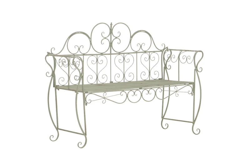 Banc de jardin design rustique largeur 128 cm en métal vert vieilli 10_0002940