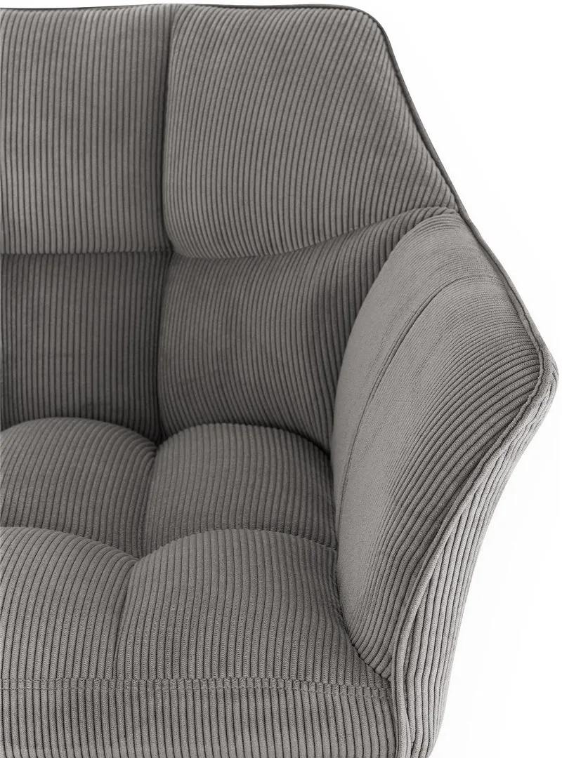 Tabouret de bar x1 assise enveloppante capitonnée en velours côtelé taupe avec structure à 4 pieds en acier inoxydable 10_0006287