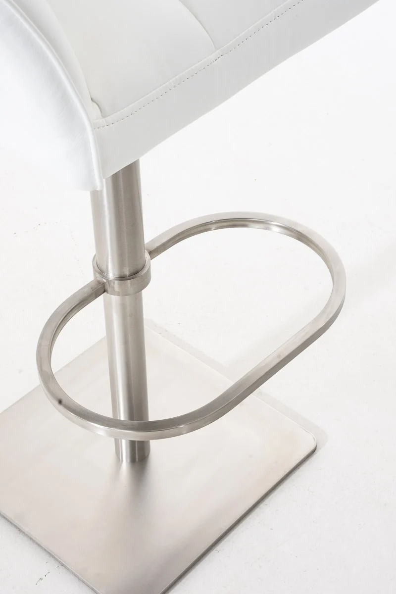 Lot de 2 tabourets de bar réglable en similicuir blanc assise enveloppante capitonnée avec base carrée en acier inoxydable 10_0006639