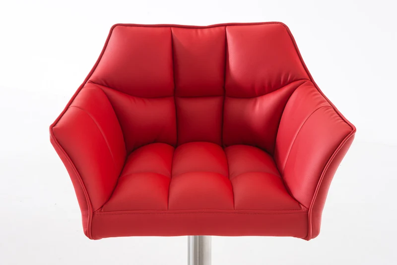 Tabouret de bar x1 réglable en similicuir rouge assise enveloppante capitonnée avec base carrée en acier inoxydable 10_0006343