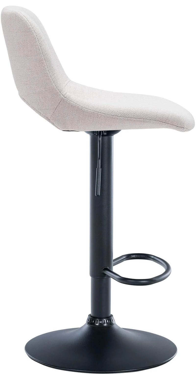 Tabouret de bar chaise haute x1 avec repose-pieds en tissu crème piètement métallique noir 10_0004614