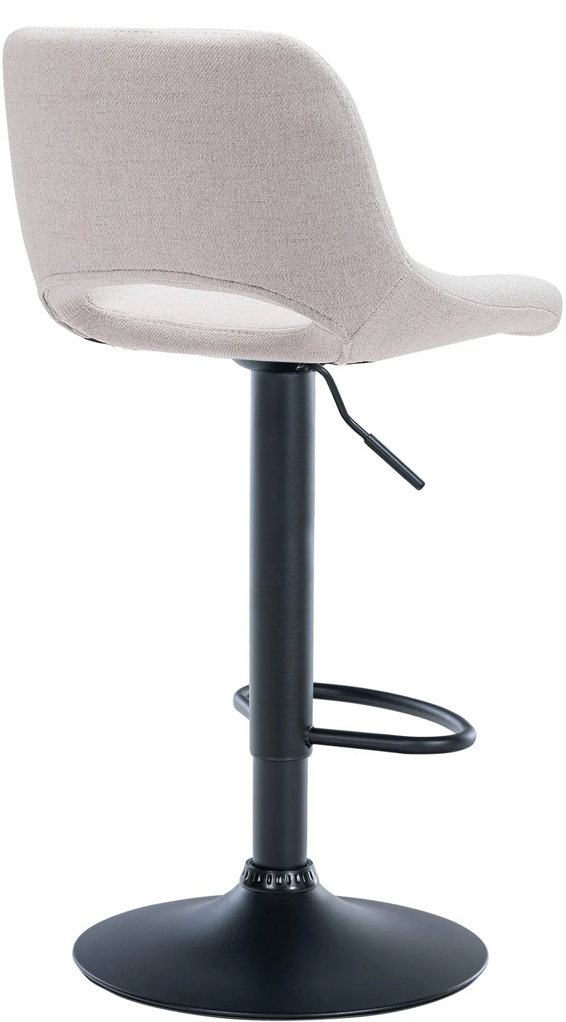 Tabouret de bar chaise haute x1 avec repose-pieds en tissu crème piètement métallique noir 10_0004614