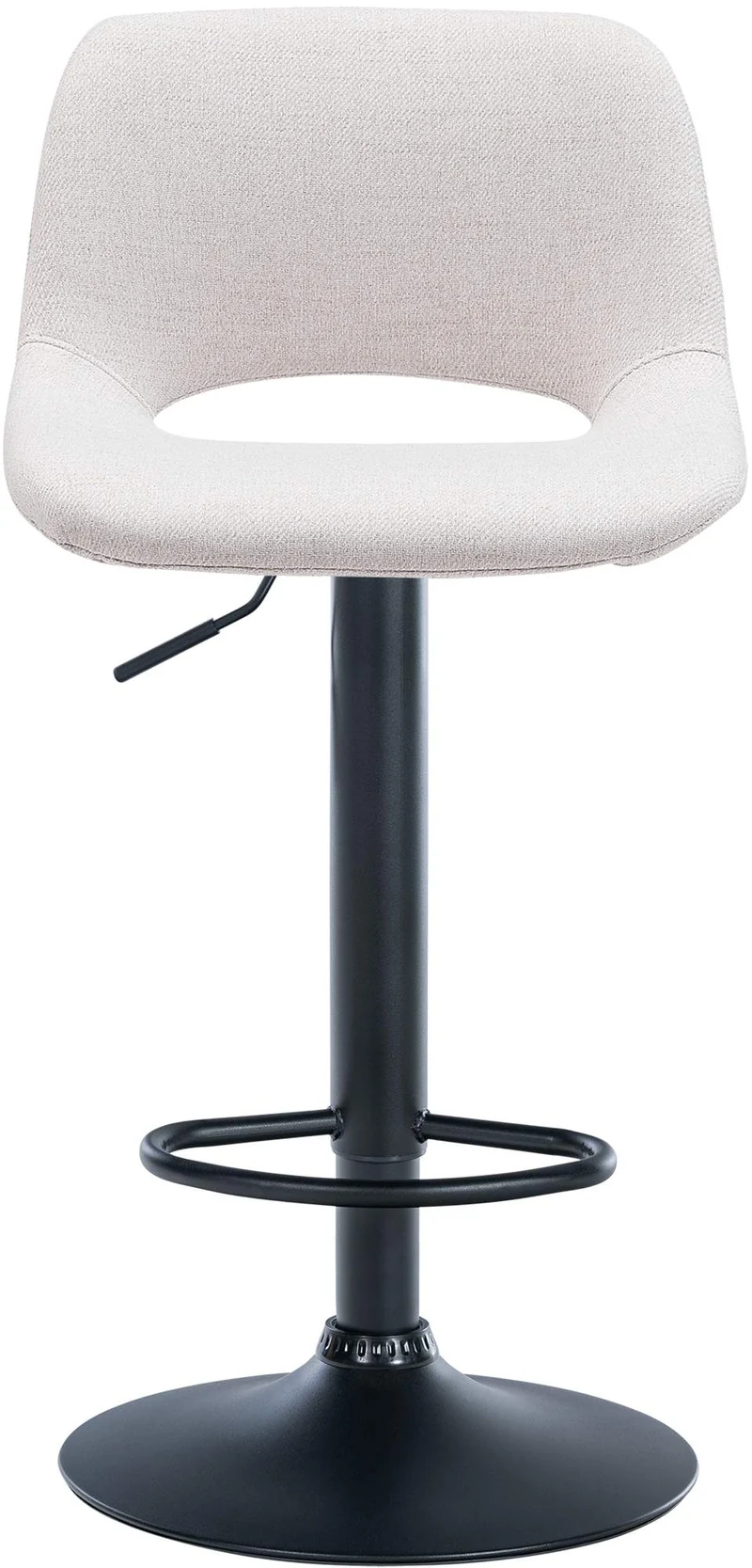 Tabouret de bar chaise haute x1 avec repose-pieds en tissu crème piètement métallique noir 10_0004614