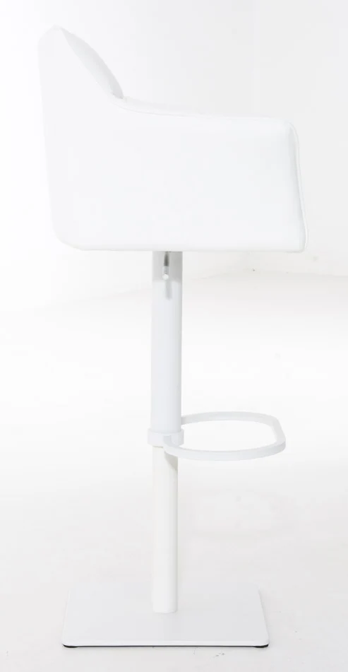 Lot de 2 tabourets de bar réglable en similicuir blanc assise enveloppante capitonnée avec base carrée en métal blanc 10_0006641