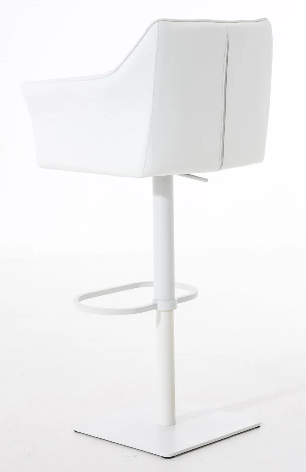 Lot de 2 tabourets de bar réglable en similicuir blanc assise enveloppante capitonnée avec base carrée en métal blanc 10_0006641