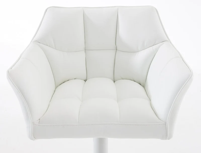Lot de 2 tabourets de bar réglable en similicuir blanc assise enveloppante capitonnée avec base carrée en métal blanc 10_0006641
