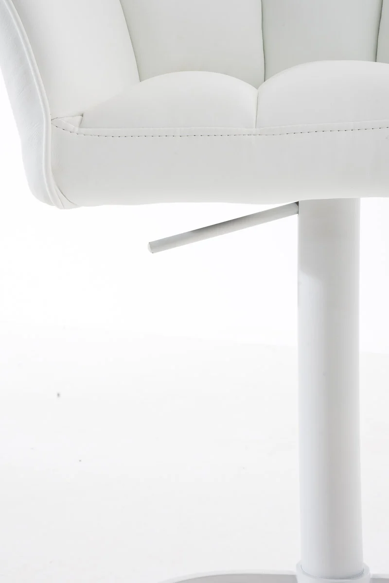 Lot de 2 tabourets de bar réglable en similicuir blanc assise enveloppante capitonnée avec base carrée en métal blanc 10_0006641