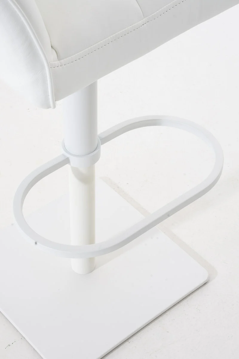 Lot de 2 tabourets de bar réglable en similicuir blanc assise enveloppante capitonnée avec base carrée en métal blanc 10_0006641
