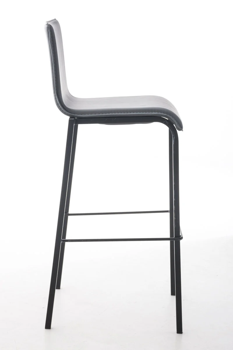 Tabouret de bar x1 cadre en métal noir et siège en PVC gris 10_0006300