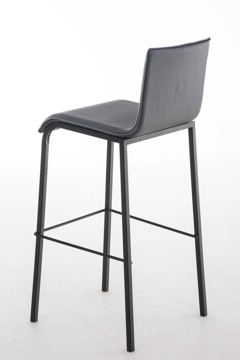 Tabouret de bar x1 cadre en métal noir et siège en PVC gris 10_0006300