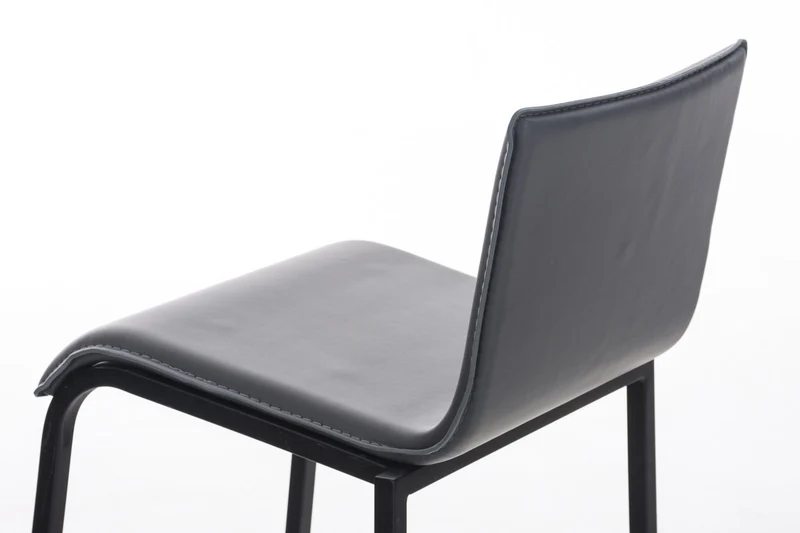 Tabouret de bar x1 cadre en métal noir et siège en PVC gris 10_0006300