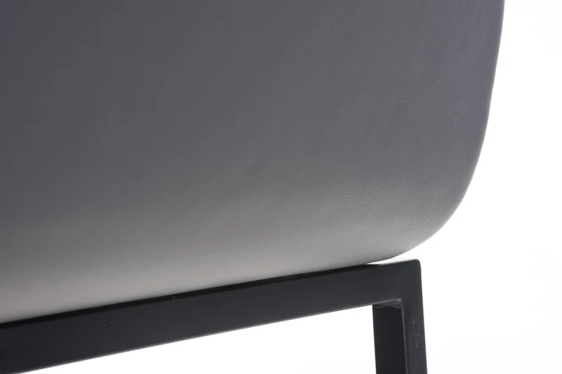 Tabouret de bar x1 cadre en métal noir et siège en PVC gris 10_0006300