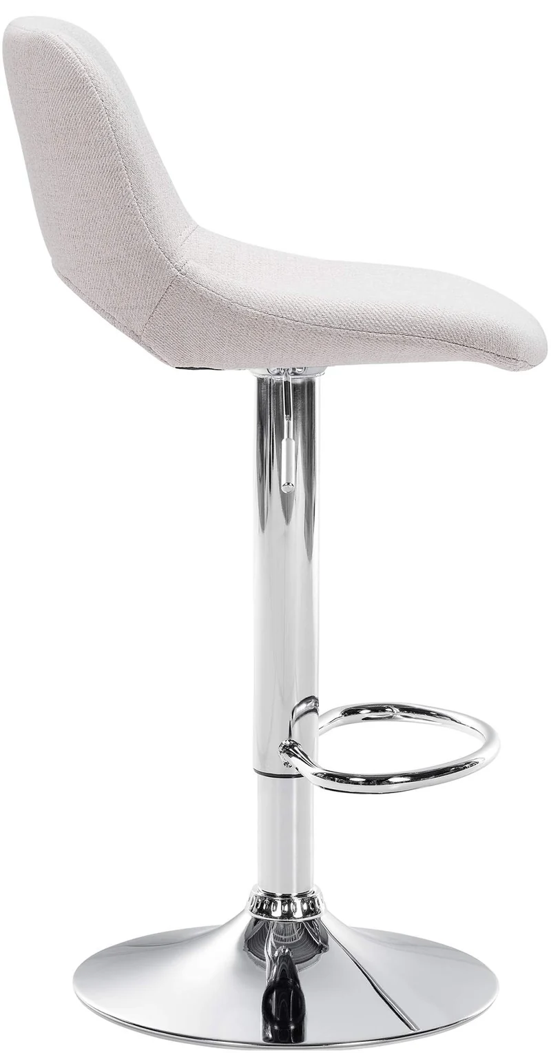 Tabouret de bar chaise haute x1 avec repose-pieds en tissu crème piètement métallique chromé 10_0004611