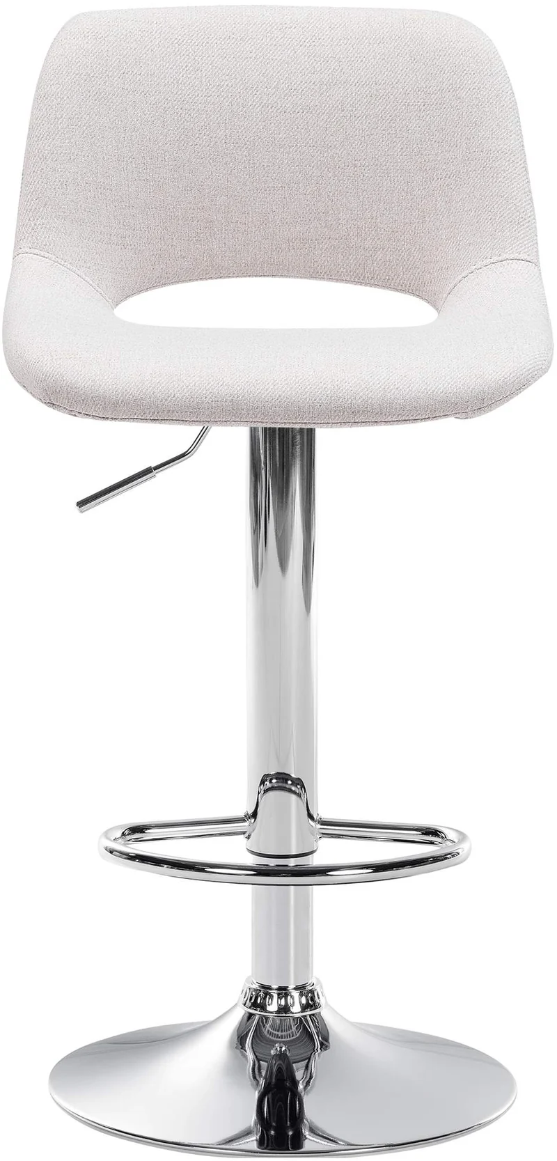 Tabouret de bar chaise haute x1 avec repose-pieds en tissu crème piètement métallique chromé 10_0004611