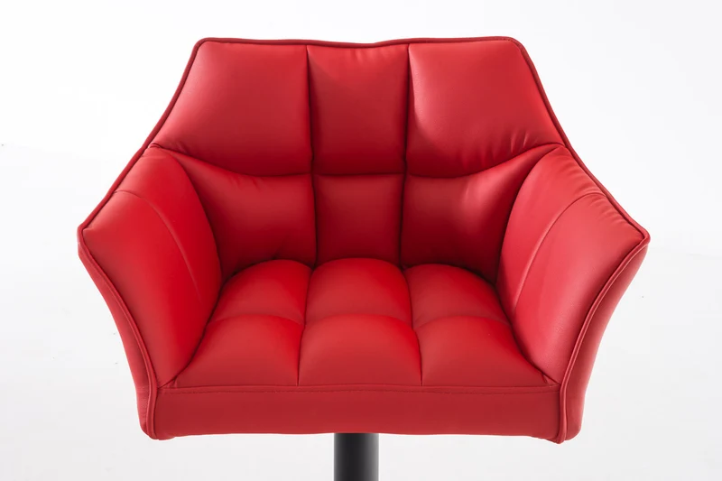 Tabouret de bar x1 réglable en similicuir rouge assise enveloppante capitonnée avec base carrée en métal noir 10_0006342