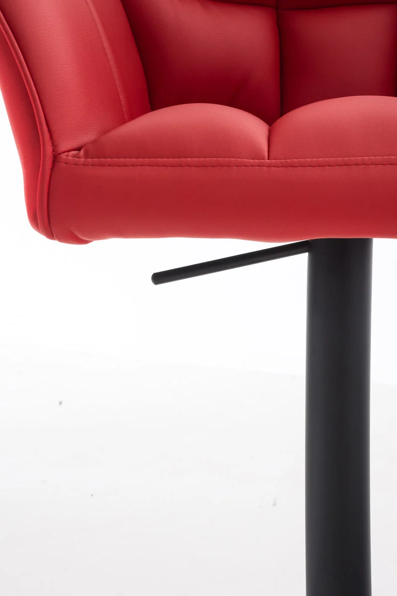 Tabouret de bar x1 réglable en similicuir rouge assise enveloppante capitonnée avec base carrée en métal noir 10_0006342