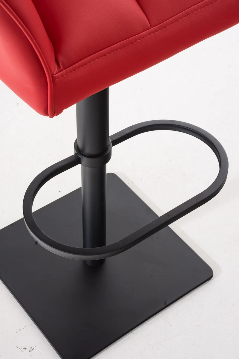 Tabouret de bar x1 réglable en similicuir rouge assise enveloppante capitonnée avec base carrée en métal noir 10_0006342