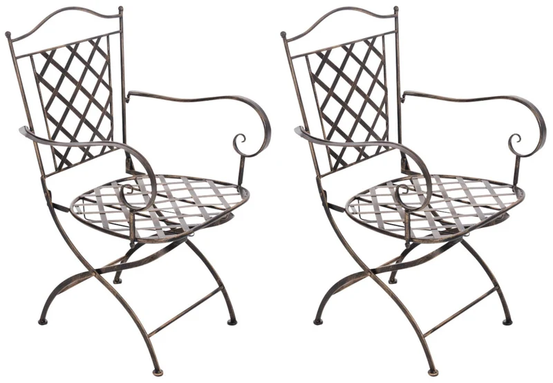 Lot de 2 chaises de jardin Adara Fer galvanisé métal bronze 10_0002854