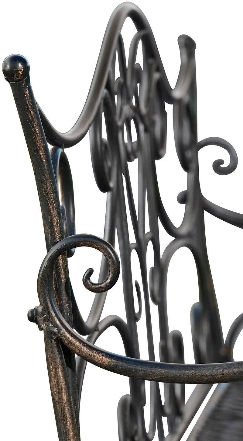 Banc de jardin avec accoudoirs design rustique largeur 113 cm en métal bronze 10_0002942