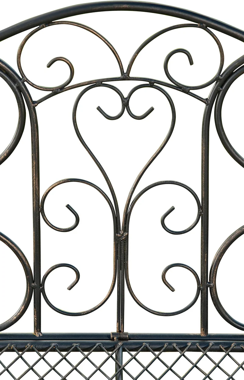 Banc de jardin avec accoudoirs design rustique largeur 113 cm en métal bronze 10_0002942