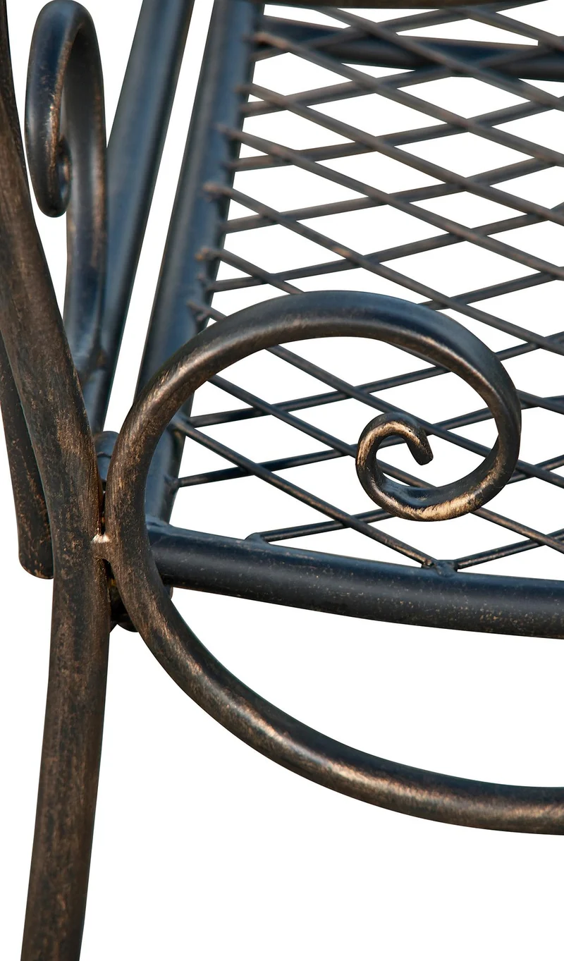 Banc de jardin avec accoudoirs design rustique largeur 113 cm en métal bronze 10_0002942