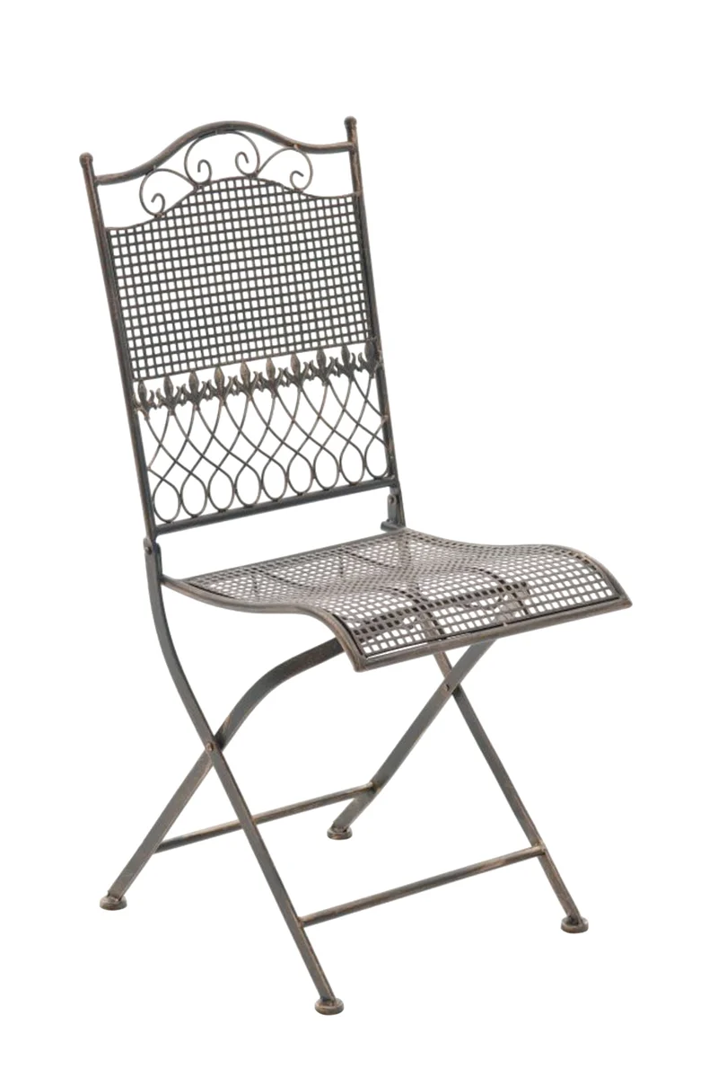 Lot de 2 chaises de jardin pliable balcon terrasse design rustique en métal bronze 10_0002835