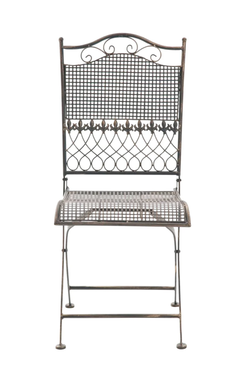 Lot de 2 chaises de jardin pliable balcon terrasse design rustique en métal bronze 10_0002835