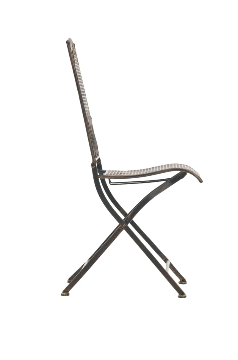Lot de 2 chaises de jardin pliable balcon terrasse design rustique en métal bronze 10_0002835